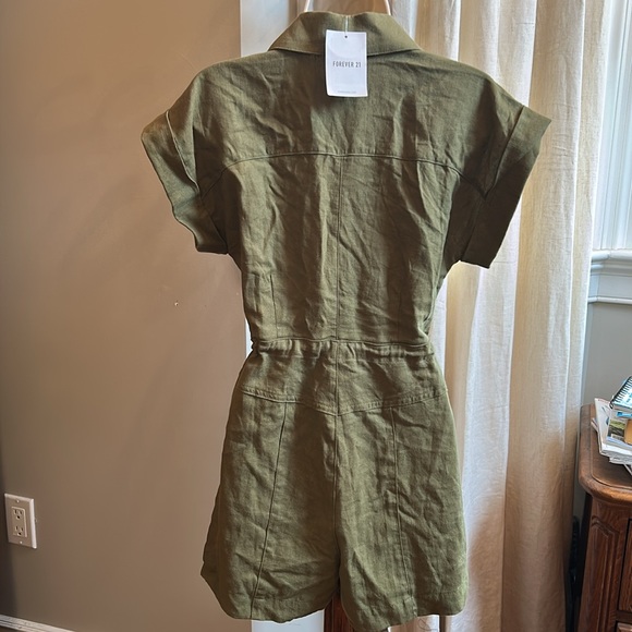 Forever 21 Olive Button Down Romper - Picture 2 of 5